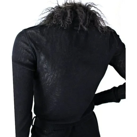 Vintage JEAN PAUL GAULTIER SOLEIL Black Cardigan w/Detachable Fur Collar - Picture 3 of 10